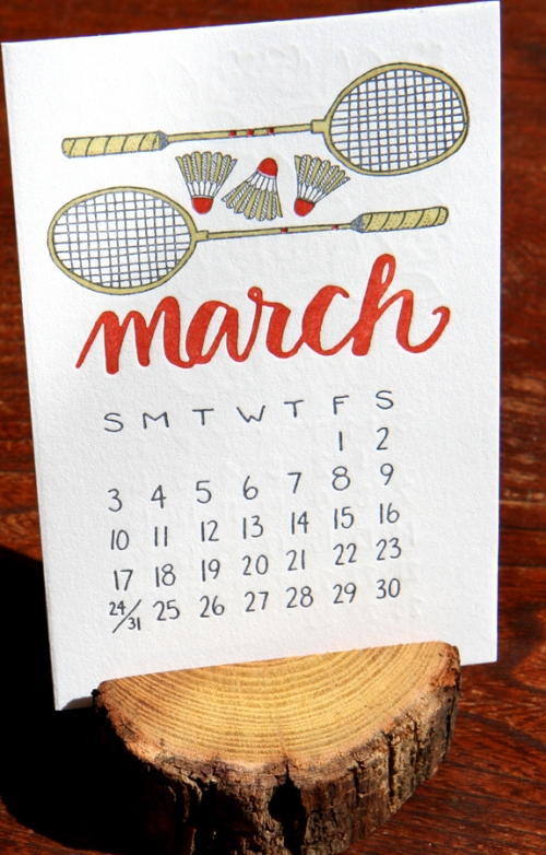 2013 Letterpress Art Desk Calendar & Wood Stump Holder on Luxe Paperie